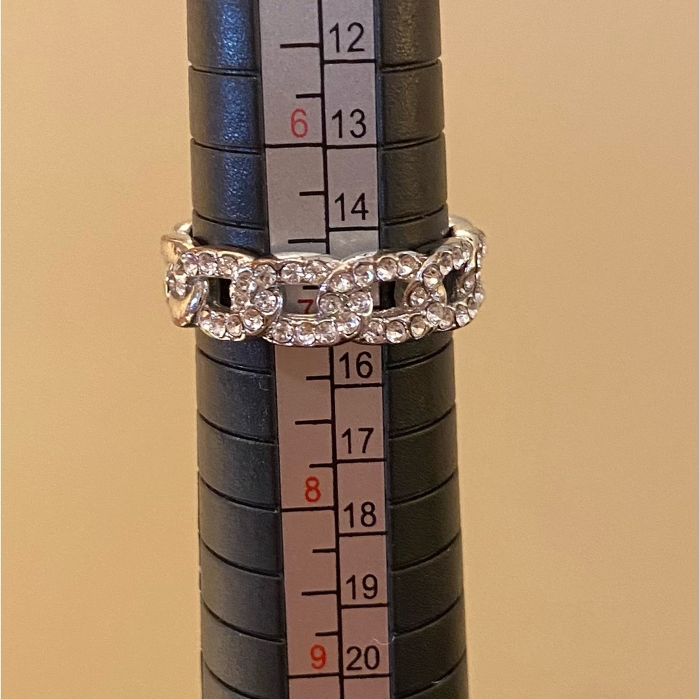 Silver Tone Band w/ Small White Stones